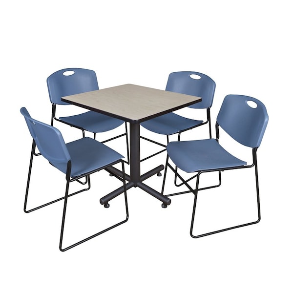 Kobe Kobe Square Table & Chair Set, Wood, Metal, Polypropylene Top TKB3030PL44BE - main